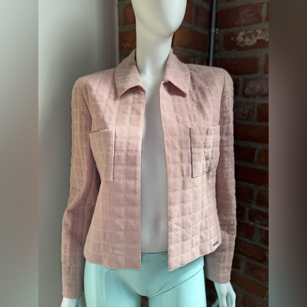 Vintage Chanel Blush Pink Quilted Wool Jacket Silk Lined